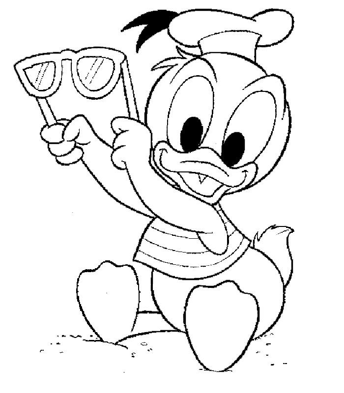 coloriage bebe donald lunette
